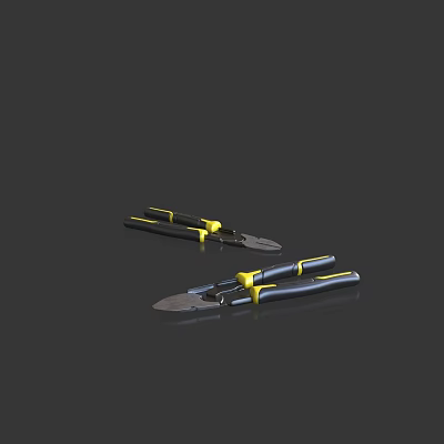 Two Professional Pliers With Black And Yellow Handles On Black Background 3d model