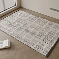 Square Rug With Geometric Line Pattern On Wooden Floor Near Window And Open Book