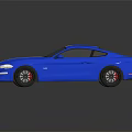 Blue Sports Car With White Racing Stripes Sleek Exterior Design And Shiny Finish