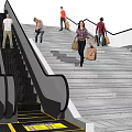 modern elevator escalator staircase 3d model