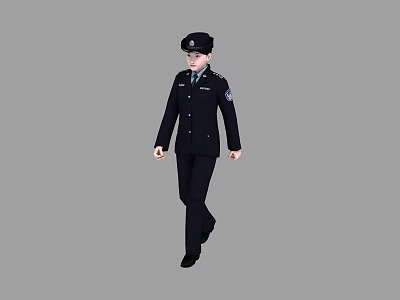 Woman Police Officer Walking In Formal Uniform With Cap Badge And Professional Posture 3d model