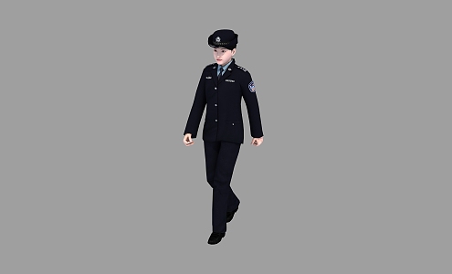 Character Roaming Female Police Flower Beauty Uniform Character Binding skin Skin 3d model