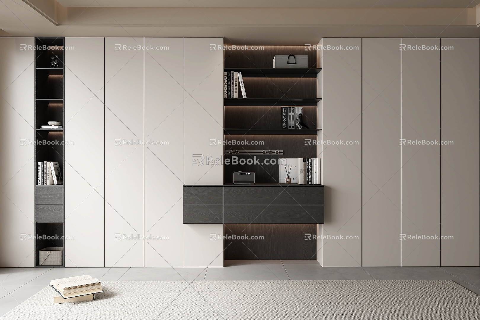 Bookcase Decorative Cabinet 3d model