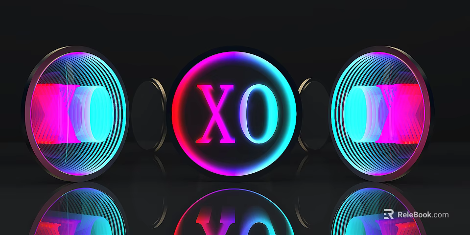 Commercial Equipment For Illuminated Display With XO Logo And Colorful LED Halo 3d model 