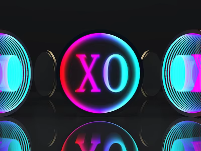 Commercial Equipment For Illuminated Display With XO Logo And Colorful LED Halo 3d model