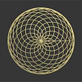 Golden 3D Wireframe Sphere With Intricate Geometric Pattern Design Structure