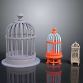Three Decorative Birdcages With Various Colors Sizes And Intricate Designs