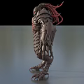 Mythical Fantasy Game And Movie Character With Armored Body Red Glowing Core Horns And Claws