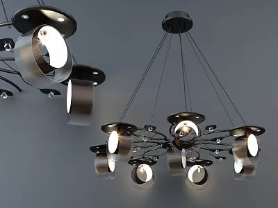 Contemporary Modern Multi Arm Chandelier With Metal Frame And Illuminated Glowing Bulbs 3d model