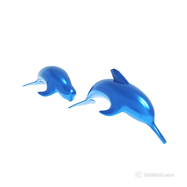 Shiny Blue Metallic Dolphin Ornaments For Home Decor Display Pieces 3d model 