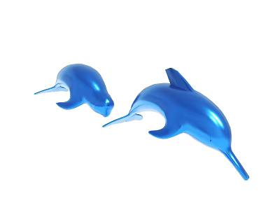 Shiny Blue Metallic Dolphin Ornaments For Home Decor Display Pieces 3d model