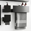 Modern Bathroom Accessories With Black Shelves Towel Racks And Toiletries