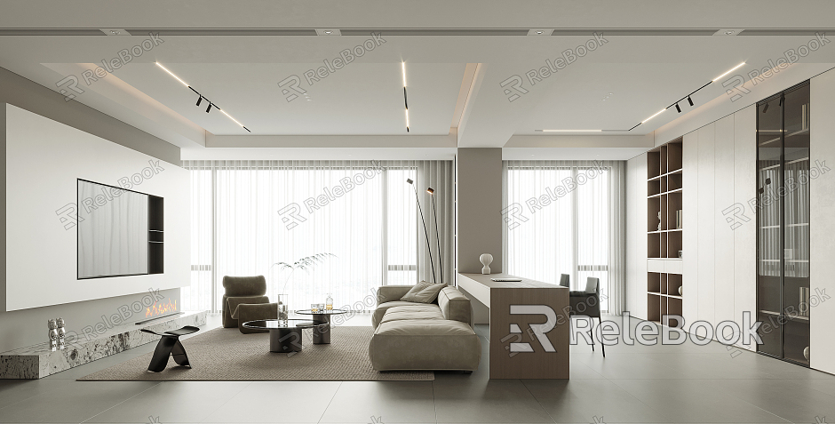 Modern Guest Dining Room Minimalist Living Room model