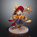 Modern game character cat mage cat wizard 3d model