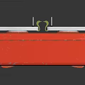 Commercial Equipment Red Box With White Lid Metal Handles And Yellow Lock
