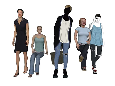 People In Different Outfits And Poses 3d model People In Different Outfits And Poses 3d model
