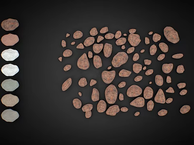 Natural Wood and Stone Materials with Various Colored Samples Arranged in Decorative Pattern 3d model