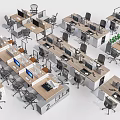 Modern Office Workspace With Multiple Desks Computers Ergonomic Chairs And Dividers 3d model