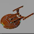 Red Cosmic Spacecraft Model With Circular Design And Arm Like Structures