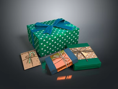 Colorful Decorative Gift Boxes With Bowknot And Patterned Packaging Designs For Daily Use 3d model