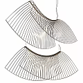 Modern Layered Fan Shaped Chandelier Featuring Linear Metallic Elements For Home Interiors 3d model