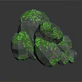 Natural Wooden Stone With Irregular Gray Surface And Green Glowing Spots