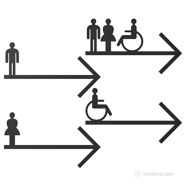Public Facilities With Direction Arrows And Accessibility Icons For Diverse Users 3d model 