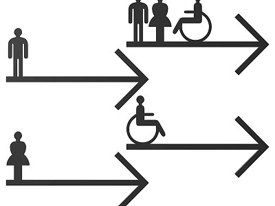 Public Facilities With Direction Arrows And Accessibility Icons For Diverse Users 3d model