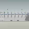 Modern Basketball Court In Sports Arena With Green Seats Wooden Floor And Marked Lines