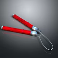 Red Martial Arts Nunchucks Weapon With Silver Connectors And Rope Details