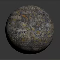 Textured Multicolored Stone Decorative Sphere With Artistic Patterns On Dark Background Surface 3d model
