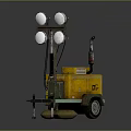 Yellow Trailer Mounted Mobile Lighting Equipment With Four Round Lamps And Generator Box