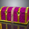 Vibrant Purple Velvet Trunk With Domed Lid And Golden Metal Accents