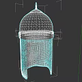 Sculpted Ancient Metal Helmet with Dome Shaped Top and Decorative Chainmail