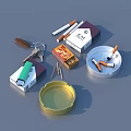 Daily Living Essentials With Ashtrays Cigarettes Lighter Matches And Pine Cone Keychain