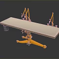 Sturdy Workbench Furniture With Yellow Mechanical Arms And Flat Worktop Design