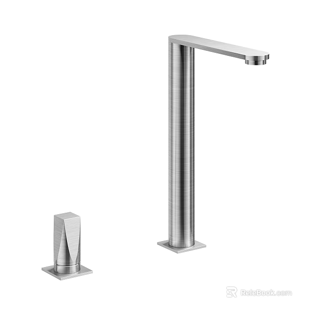 Modern Stainless Steel Kitchen Faucet With Tall Spout And Control Handle Design 3d model 