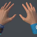 Man's Hands Featuring Watch Multiple Bracelets And Blue Cuff On Wrists