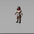 Anthropomorphic Wolf Character In Brown Furry Costume With Red Accents And White Trim