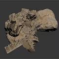 Natural Cliffside Rock Terrain With Scattered Rubble And Boulder Debris