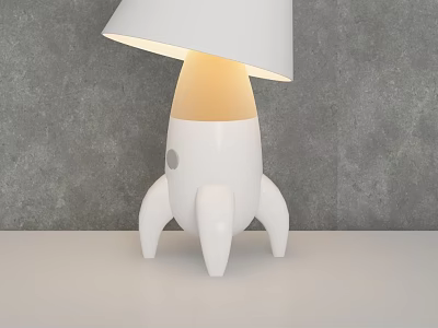 White Rocket Shaped Table Lamp With Illuminated Shade And Modern Design 3d model