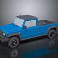 Blue Single Cab Pickup Truck With Black Roof And Off Road Tires