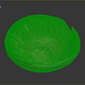 Hand Carved Ceramic Bowl With Intricate Geometric Patterns Green Rim And Yellow Body