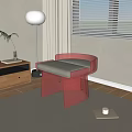 Modern Design Stool With Copper Frame And White Cushion In Living Room Interior
