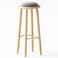Stylish Bar Stools With Black Frame Yellow Seat Light Wood Gray Cushion And Metal Rings