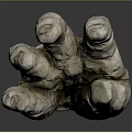 Artistic Human Hand Organ Sculpture With Visible Hair Textures And Smooth Gray Surface