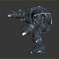 Blue Sci Fi Robot With Metallic Armor And Mechanical Arm Design