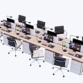 Modern Office Workspace With Multiple Desks Ergonomic Chairs And Computer Monitors 3d model