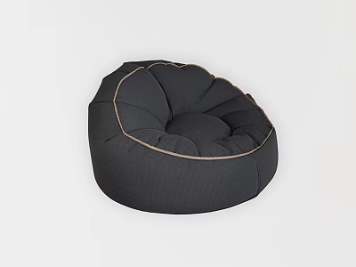 Black Textured Bean Bag Chair With Stitched Edges And Comfortable Design 3d model
