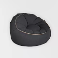 Black Textured Bean Bag Chair With Stitched Edges And Comfortable Design
